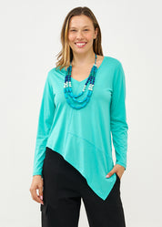V-neck T-shirt, soft turquoise fabric