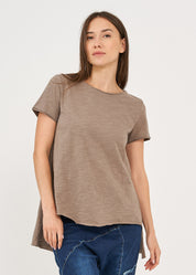 Brown long back triangle stripe T-shirt