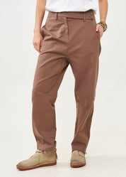 Long pants with brown diagonal belt