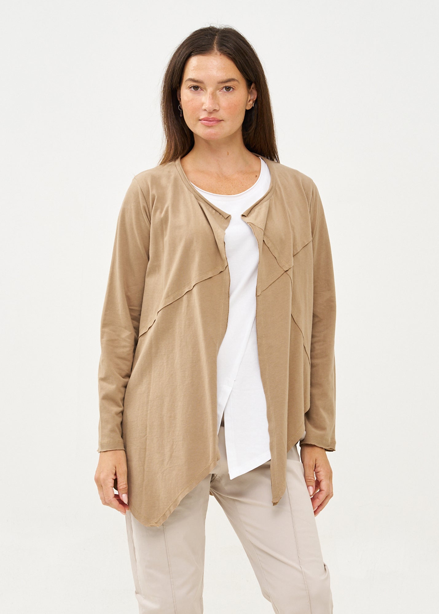 Brown long sleeve slim open top