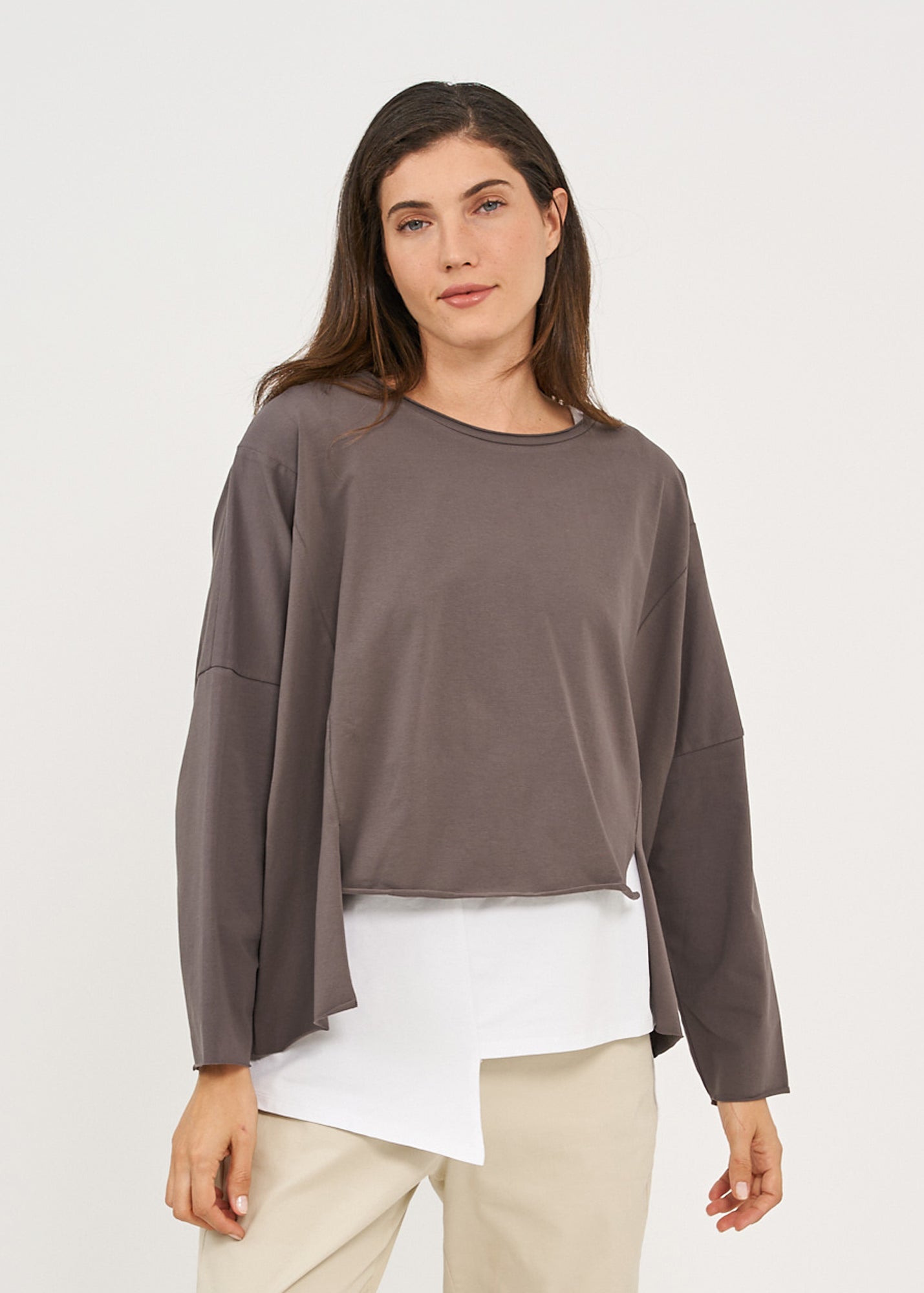 Dark gray long sleeve oversized shirt