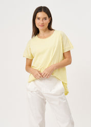 Yellow diagonal cut short sleeve tunic