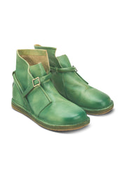 Green buckle closure leather comfort shoes