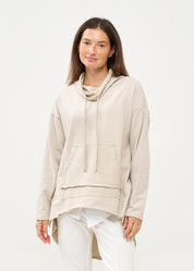 Light gray long back turtleneck sweatshirt