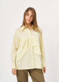 Button-down shirt with external pockets, yellow - 00