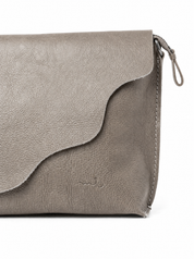 Leather bag, tie strap, two-tone, stone