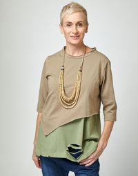 Short asymmetric beige shirt - 00