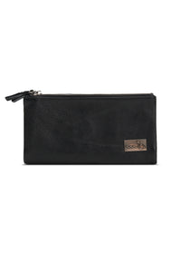 Large leather wallet, external zippers + black magnet - 99