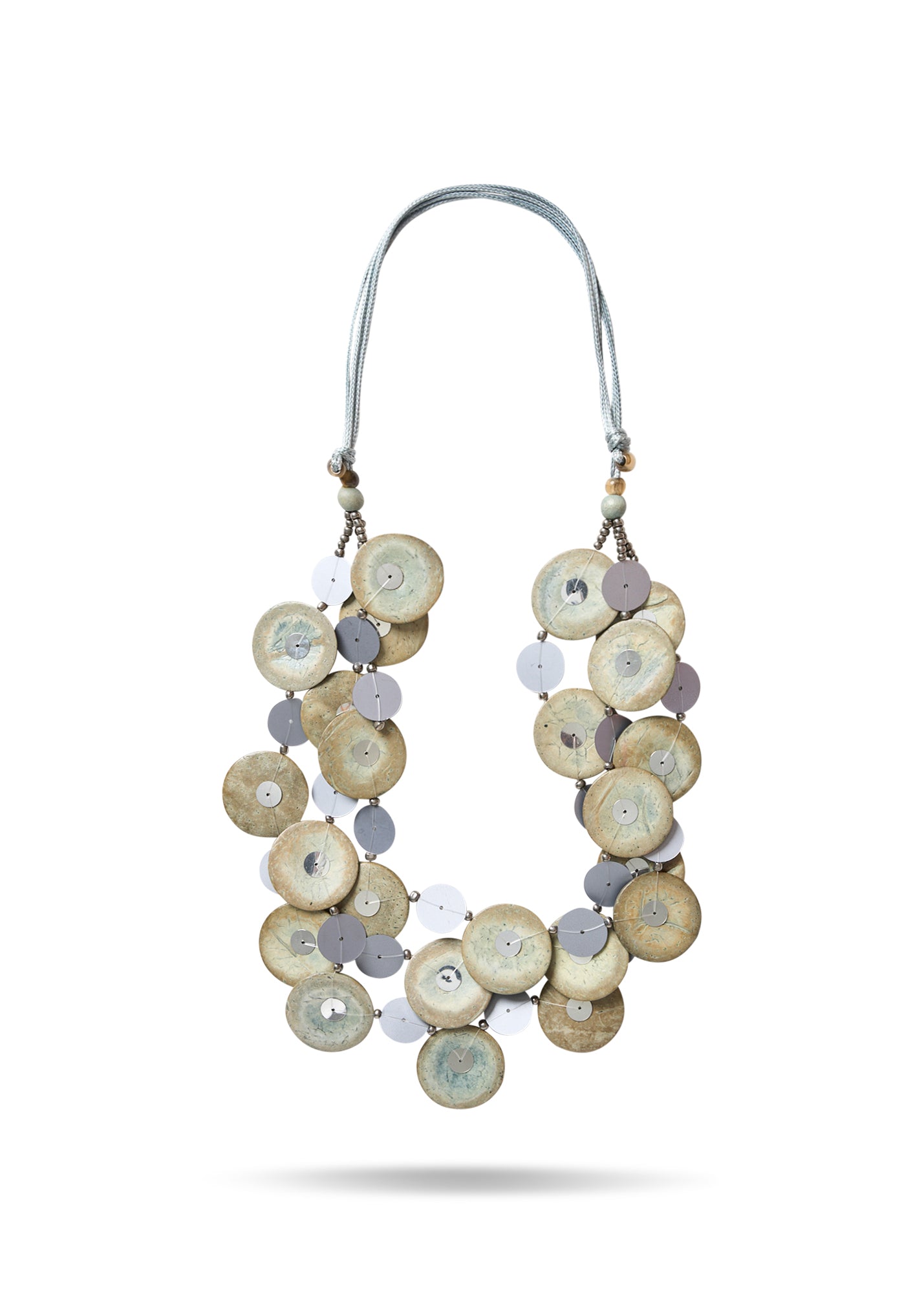 Circle rows chain silver colored