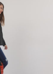 Wash jacket with square key zipper, gray wash
