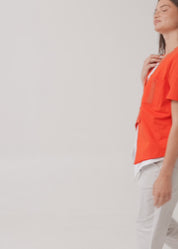 Orange ribbon combination t-shirt top