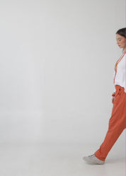 T-shirt baggy pants with brown kangaroo pocket