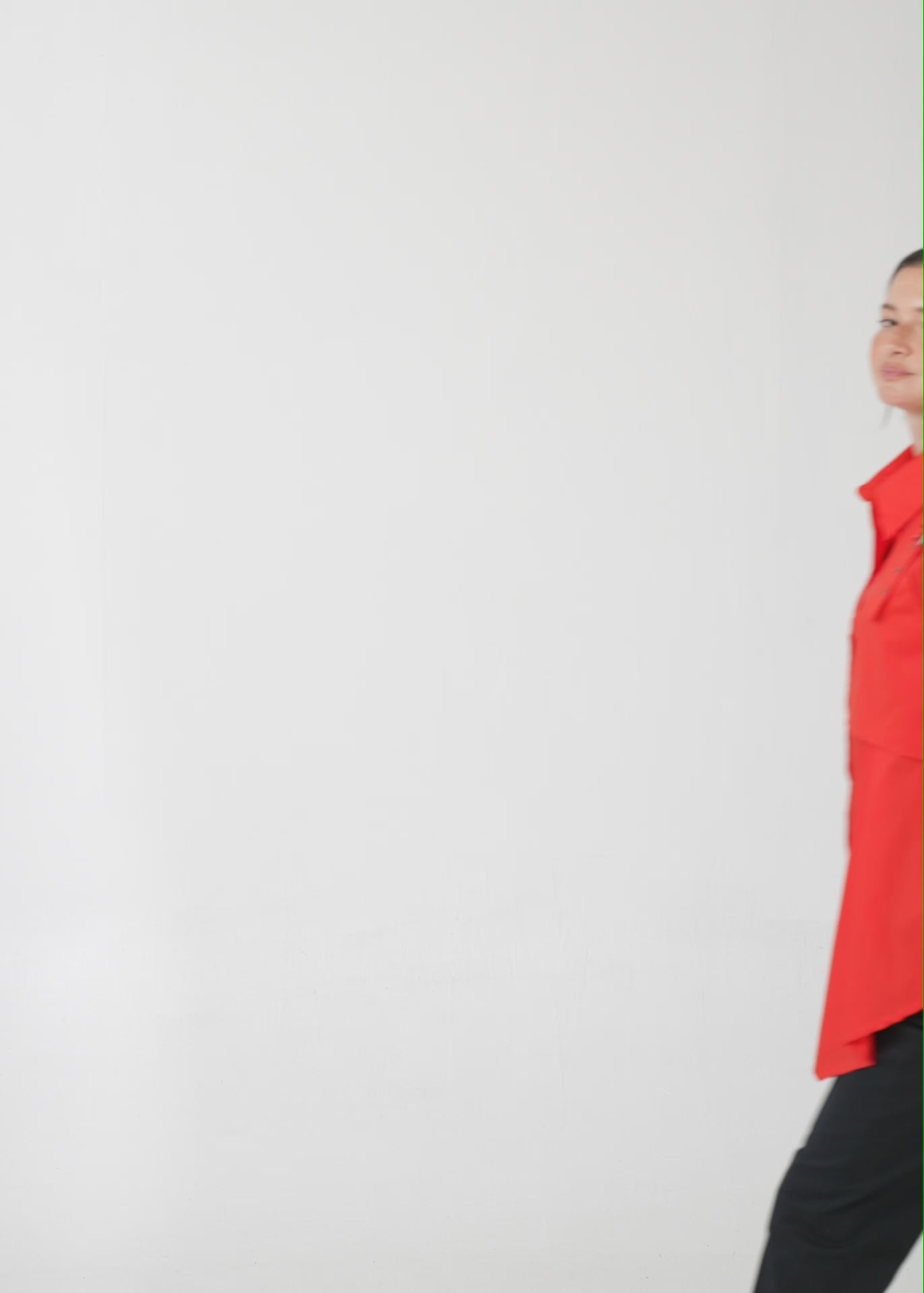 Brown button-down shirt with half-waist and pleats