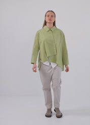 Buttoned shirt diagonal closure Stone back opening