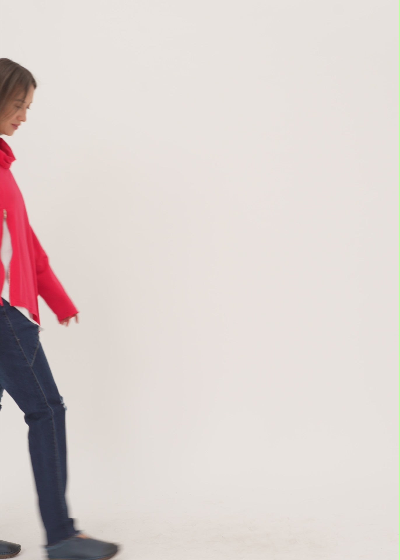 Yellow twill combination turtleneck sweatshirt