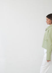 Green asymmetrical zipper sweatshirt