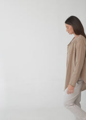 Light gray long sleeve slim open top