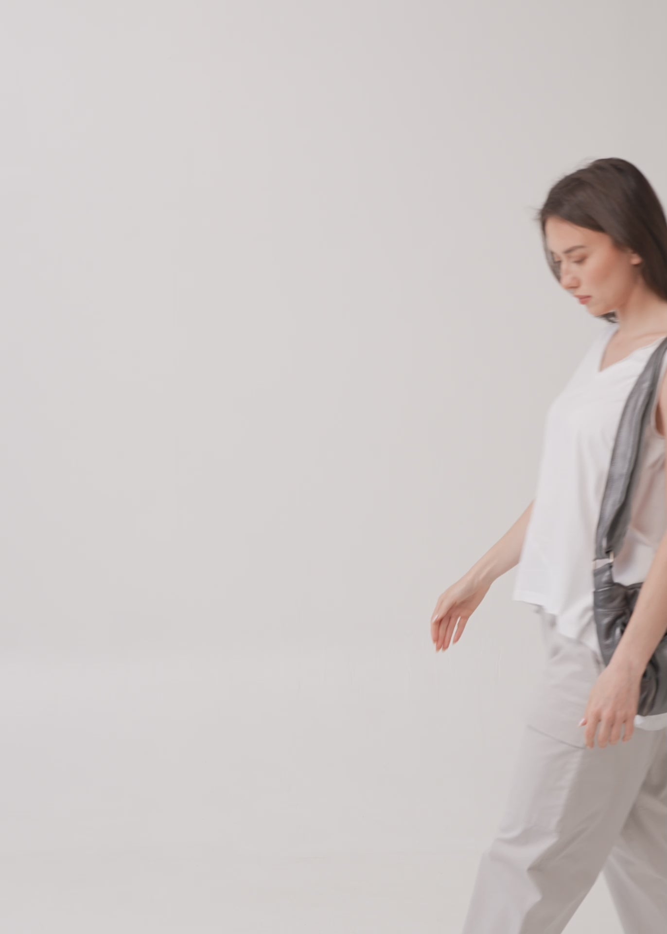 White cotton diagonal cut tank top