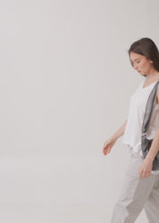 White cotton diagonal cut tank top