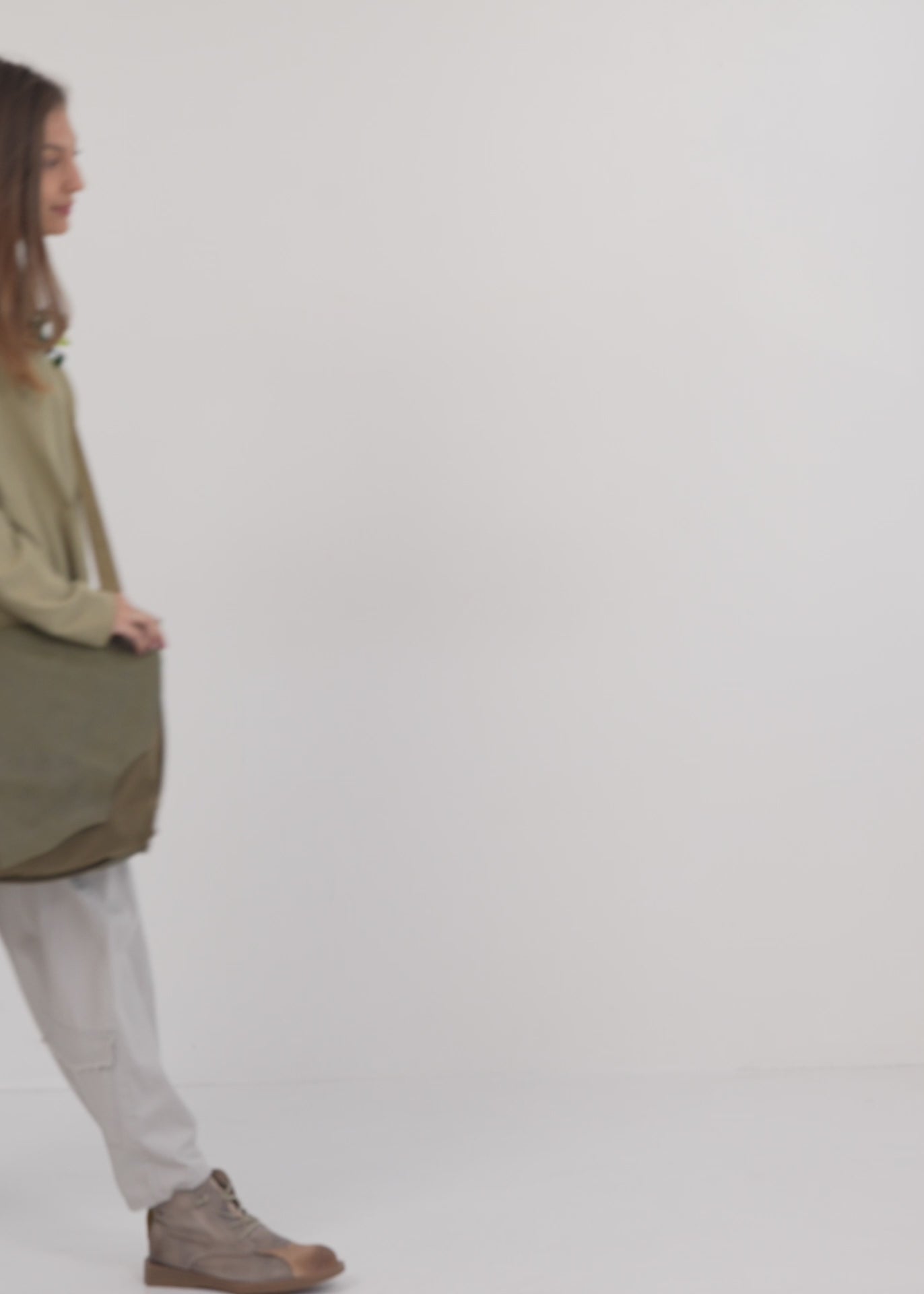Tunic long back diagonal cuts green