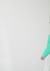 Gray ribbon combination button-down shirt
