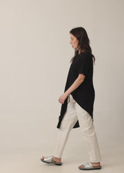 Light green short sleeve tunic short in the front