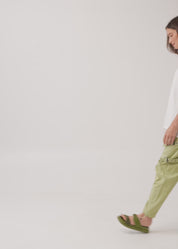 Light gray wash baggy pants with zippers