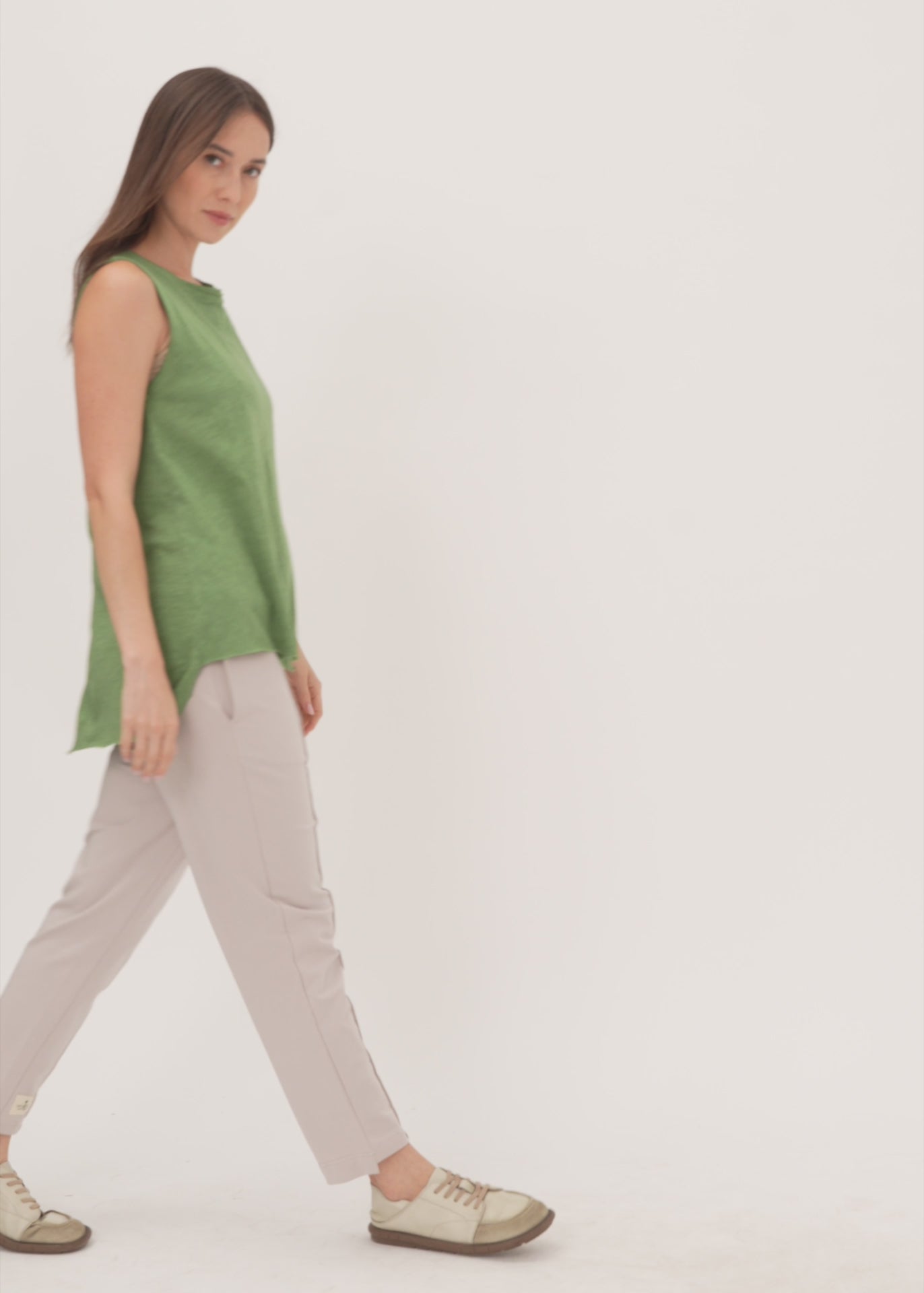 Light green long back triangle top