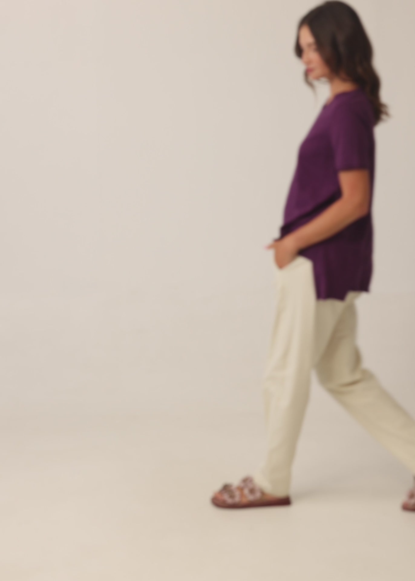 T-shirt straight cut purple