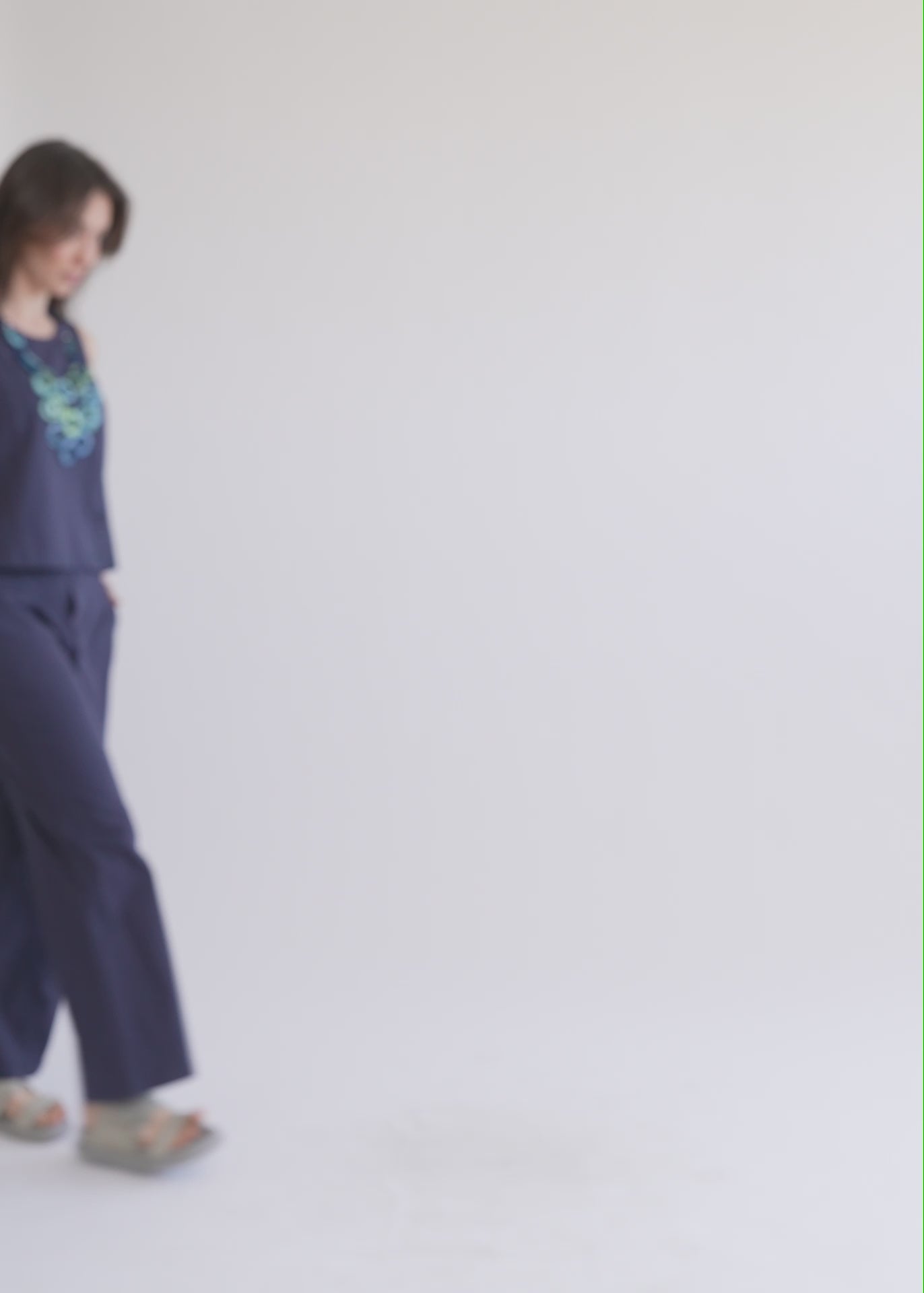 Classic straight leg blue jersey pants