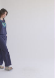 Classic straight leg blue jersey pants