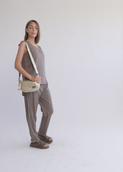 Brown graduated tank top with buttons