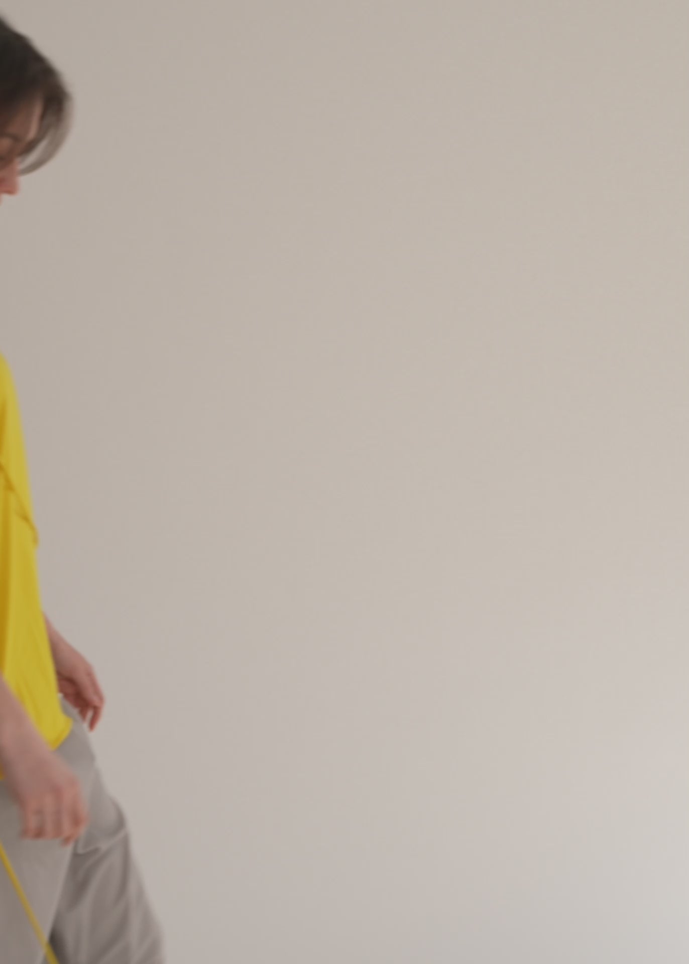 Light gray drawstring T-shirt with buttons