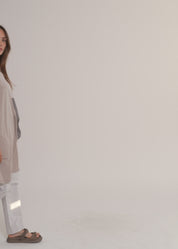 Brown fabric half-circle pocket tank top