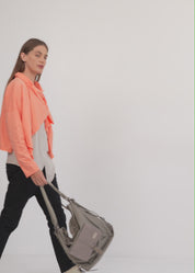 Thin light gray wrapped scarf top