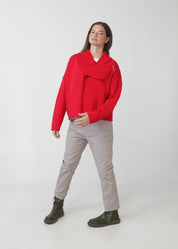 Green zippered knit top