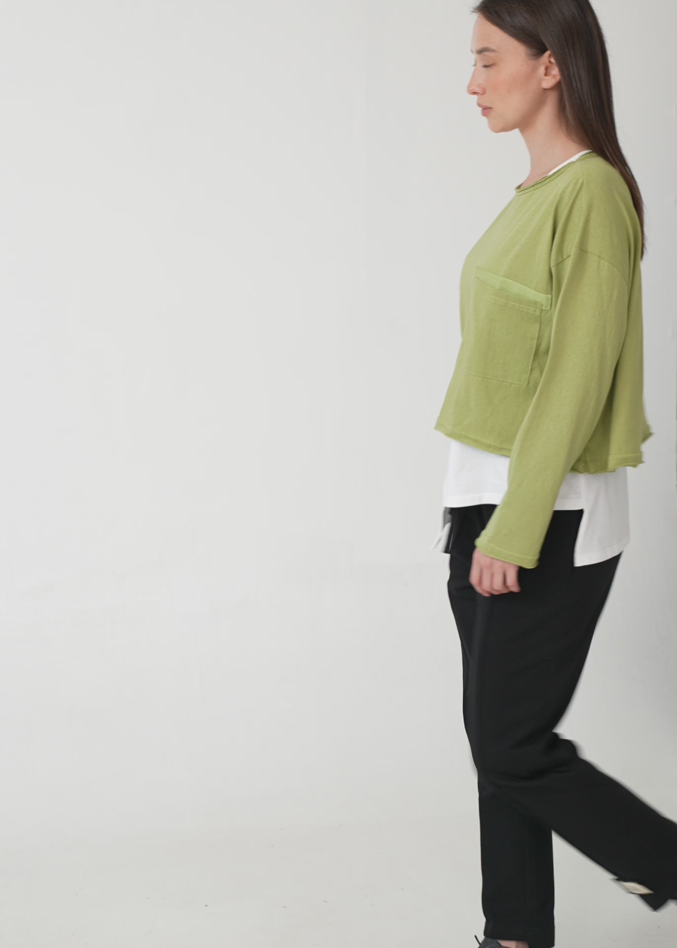 Grey long sleeve pocket T-shirt