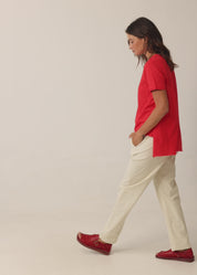 Straight hem white T-shirt