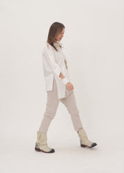 White open sleeve asymmetric men's shirt