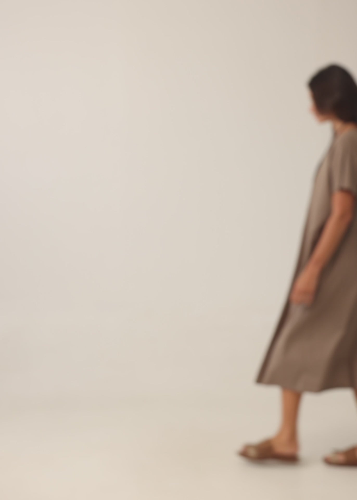 Short sleeve dress prominent seams brown
