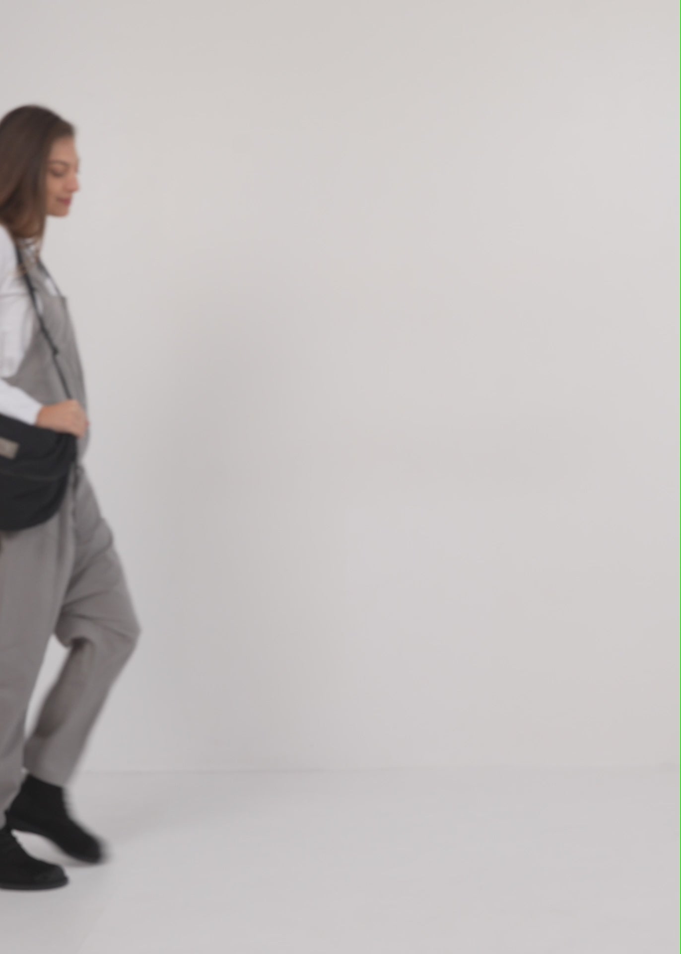 Gray front zippered overalls