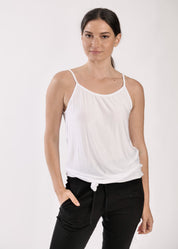 White thin knit tank top