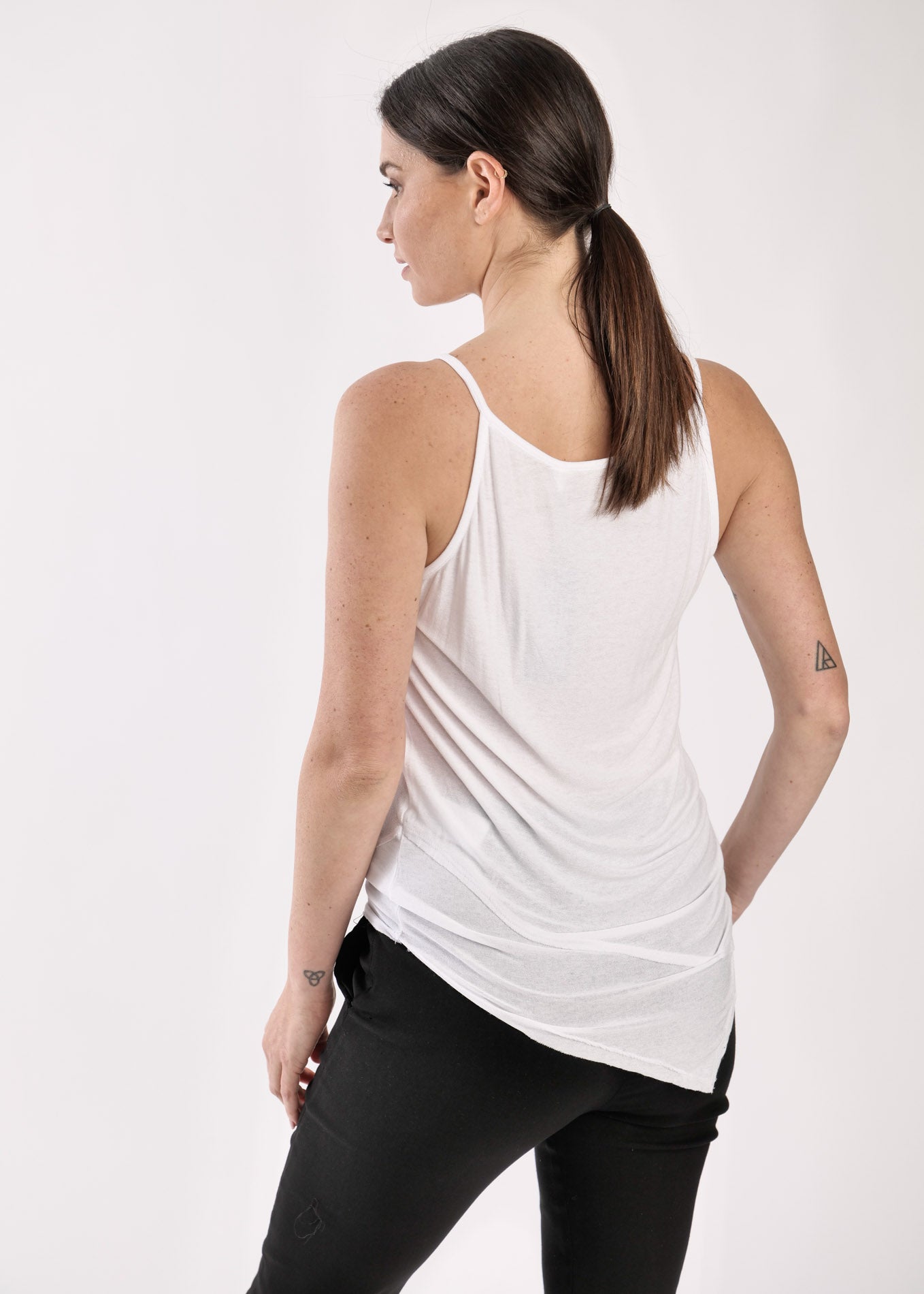 White thin knit tank top