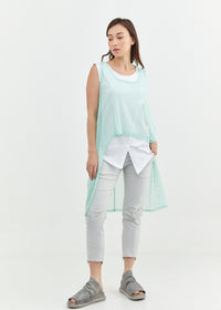 Light green back long mesh tank top - 99