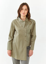 Green side collar long sleeve button down shirt